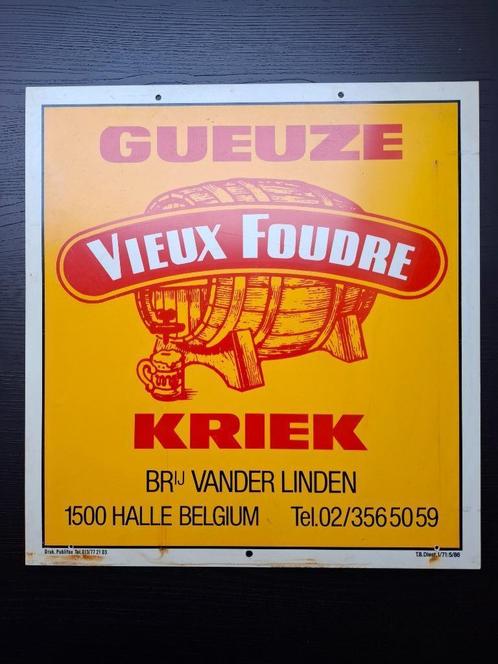 bier reclame gueuze kriek Vander Linden Halle Vieux Foudre, Verzamelen, Biermerken, Ophalen of Verzenden