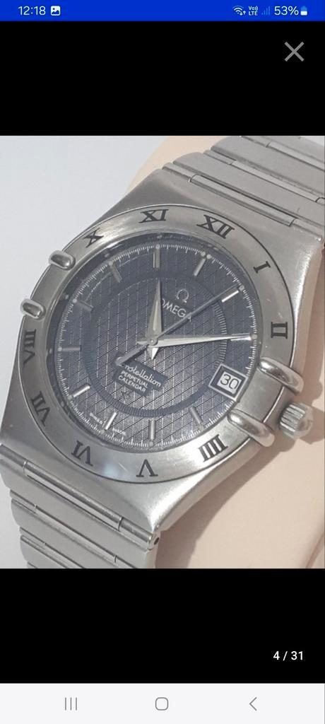Omega steel constellatie eeuwigdurende kalender, Handtassen en Accessoires, Horloges | Heren, Gebruikt, Omega, Staal, Staal, Ophalen of Verzenden