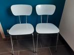 Set van 2 vintage witte stoelen, Huis en Inrichting, Stoelen, Twee, Gebruikt, Wit, Ophalen