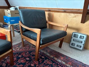 2 Prachtige Illum Wikkelso Leren Fauteul Stoelen Chair Stoel, Enlèvement ou Envoi, Utilisé, Cuir