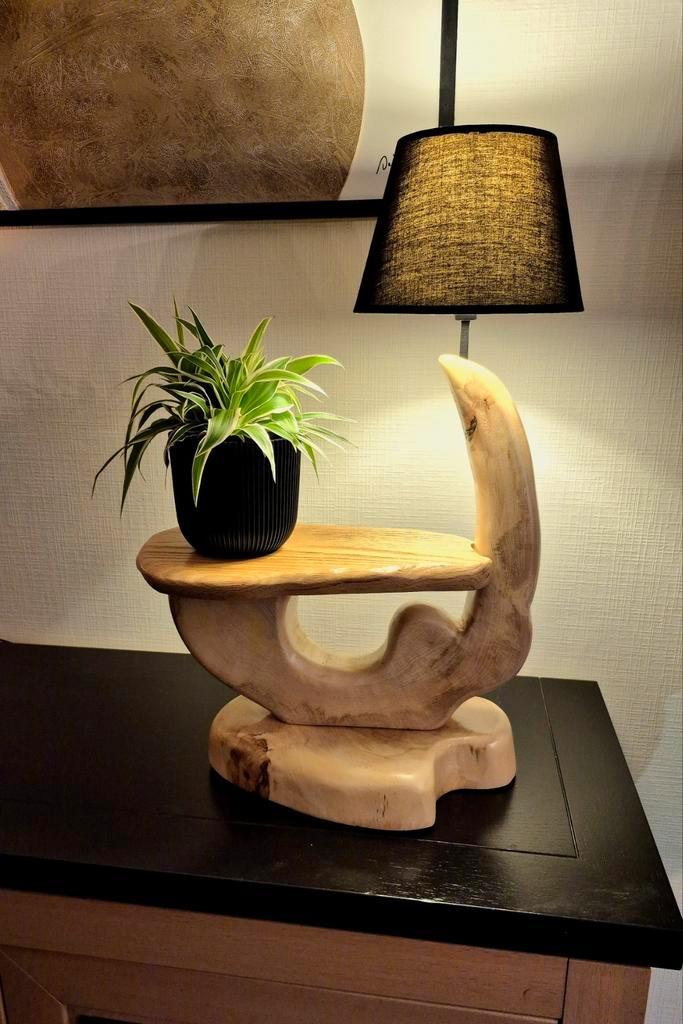 Des créations uniques en bois., Maison & Meubles, Lampes | Lampes de table, Comme neuf, Enlèvement