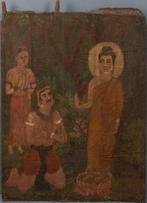 Aanbidding van Boeddha Indiase School 19e Eeuws, Antiek en Kunst, Ophalen of Verzenden