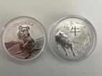 2 munten zilver 1oz Quokka 2020 en Ram Ox 2021, Postzegels en Munten, Munten | Oceanië, Ophalen of Verzenden, Losse munt, Zilver