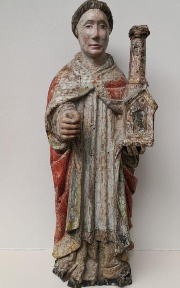 Prachtig houten beeld van St.Trudo-16de eeuw