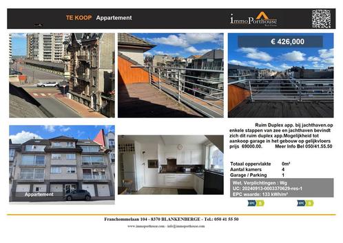 Appartement te koop in Blankenberge, 4 slpks, Immo, Maisons à vendre, Appartement, B