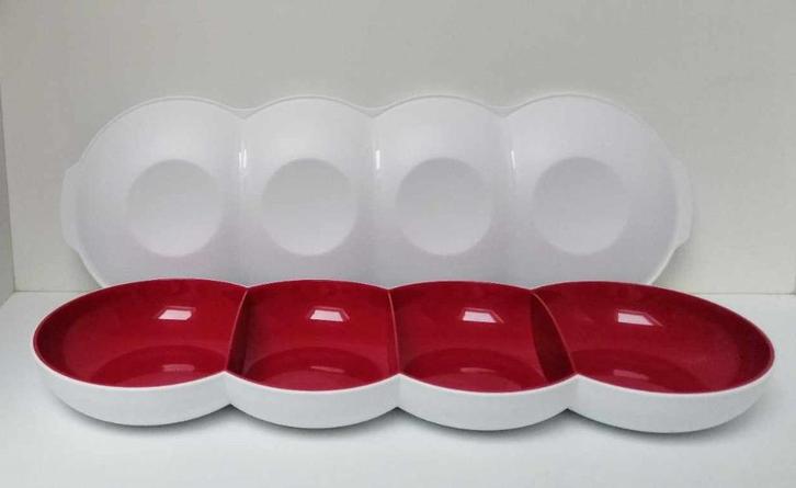 Tupperware™ « Tapasschaal Allegra » wit et rood, Huis en Inrichting, Keuken | Tupperware, Nieuw, Bak of Kom, Wit, Rood, Verzenden