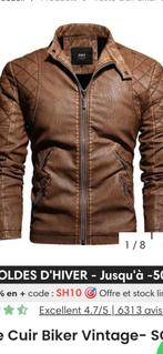 Vintage lederen jack., Vêtements | Hommes, Vestes | Été, Enlèvement ou Envoi, Neuf