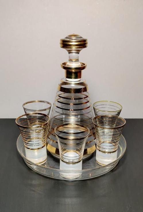 Art-déco karaf met glazen Booms glas, Antiek en Kunst, Antiek | Glaswerk en Kristal, Ophalen of Verzenden