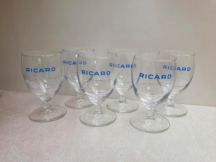 Set van 6 zeldzame en antieke Ricard-glazen, Verzamelen, Glas en Drinkglazen, Ophalen