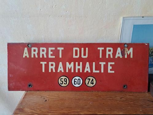 Plaque émaillée "Arret du tram", Antiek en Kunst, Antiek | Email, Ophalen of Verzenden
