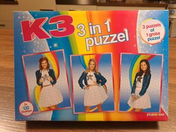 Puzzel K3 3 in 1 puzzel 3x 130 stuks beschikbaar voor biedingen