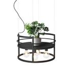 Industriële hanglamp zwart met rond rek, Huis en Inrichting, Lampen | Hanglampen, Ophalen, Zo goed als nieuw