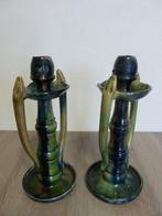 Keramiek kandelaar(koppel) Vlaams Aardewerk 19cm hoog, Enlèvement ou Envoi