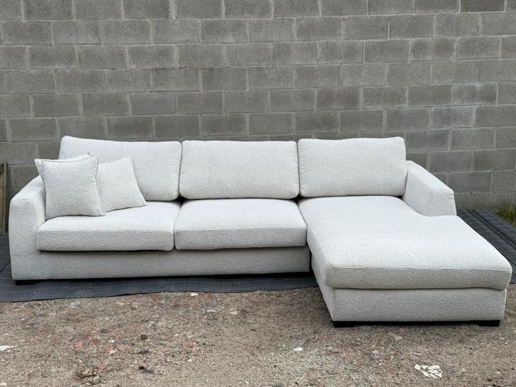 Mila zetel beige - L rechts -, Huis en Inrichting, Zetels | Zetels, Zo goed als nieuw, Hoekbank, Vierpersoons of meer, 250 tot 300 cm