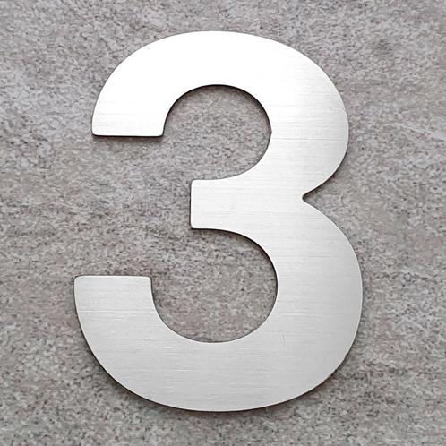 RVS Huisnummer simpel plakken? Type Bold 75mm - no 3, Doe-het-zelf en Bouw, Deuren en Vliegenramen, Nieuw, Buitendeur, Ophalen of Verzenden