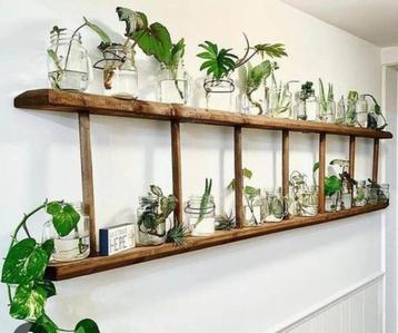 Antieke houten ladder decoratie vintage  beschikbaar voor biedingen