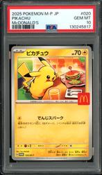 Pikachu [Big Mac McDonalds] PSA 10 - M-P 020 Japanese Promo, Hobby en Vrije tijd, Ophalen of Verzenden, Zo goed als nieuw, Losse kaart