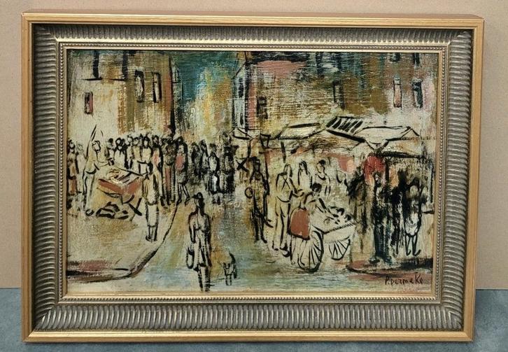 Paul PERMEKE, markttafereel, Antiek en Kunst, Kunst | Schilderijen | Klassiek, Ophalen of Verzenden