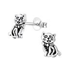 Kinderoorbellen 925 sterling zilver kat / poes, Handtassen en Accessoires, Kindersieraden, Ophalen of Verzenden, Nieuw, Zilver