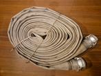 Vintage brandweerslang – 20 meter – canvas met aluminium kop, Ophalen, Zo goed als nieuw