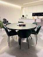 Set 6x groene velvet stoelen met Ø160 tafel van Juntoo., Enlèvement