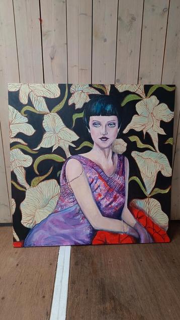 Groot schilderij op doek  beschikbaar voor biedingen