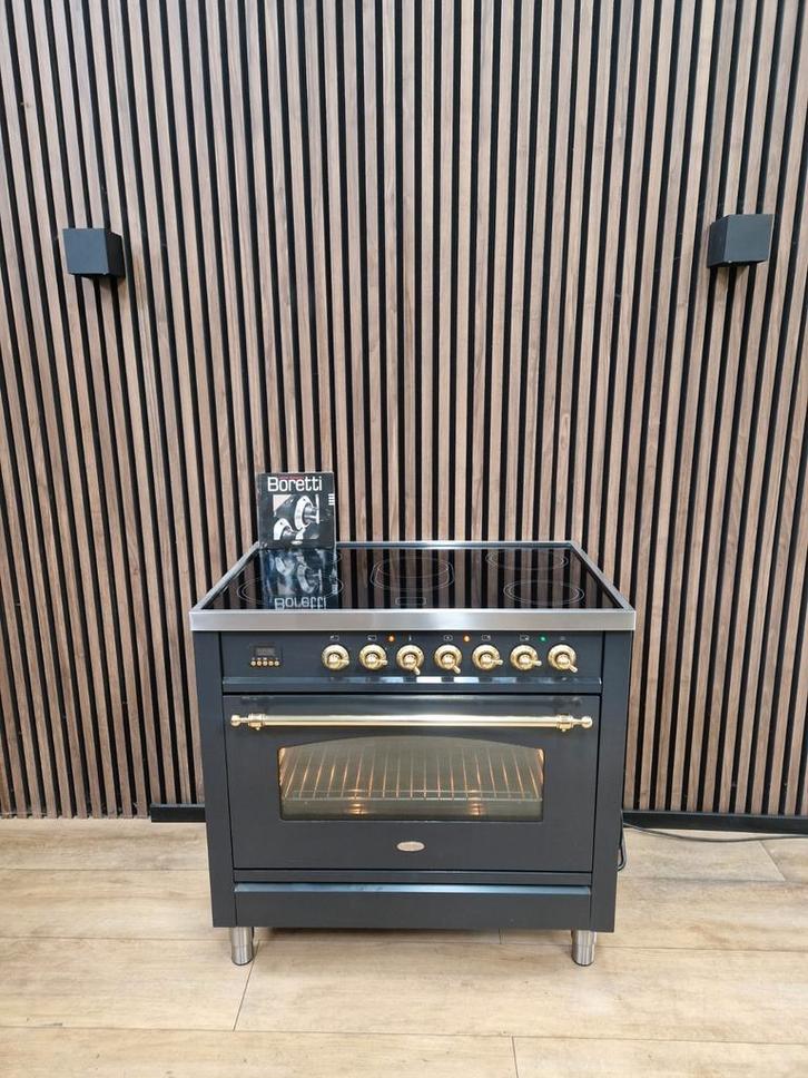 Unieke Boretti Antraciet messing keramisch Fornuis+ geleverd, Elektronische apparatuur, Ovens, Zo goed als nieuw, Vrijstaand, Oven met grill