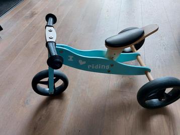 Houten loopfiets, 3wieler, verstelbaar beschikbaar voor biedingen