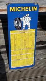 Emaille reclamebord Michelin bandenspanning 1961, Verzamelen, Ophalen of Verzenden, Zo goed als nieuw, Reclamebord