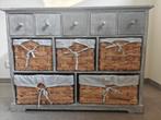 Dressoir grijs met rieten manden, Huis en Inrichting, Ophalen, Gebruikt