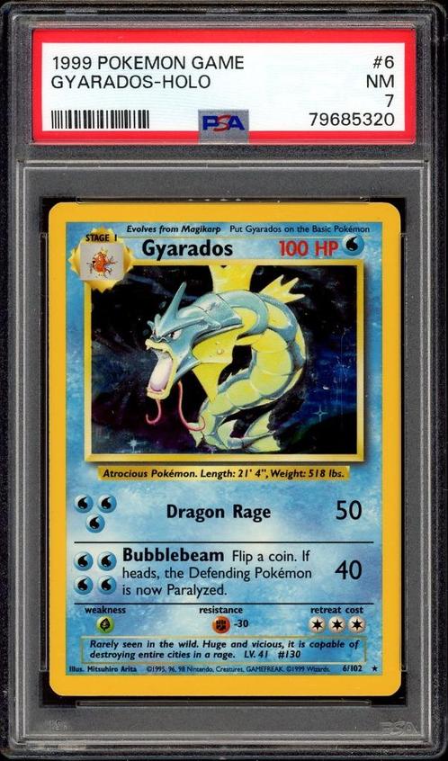 Gyarados Holo PSA 7 - 6/102 - Kit de base 1999, Hobby & Loisirs créatifs, Jeux de cartes à collectionner | Pokémon, Comme neuf