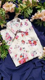 Vintage blouse met bloemen uit de jaren 70, Wit, Ophalen of Verzenden, Zo goed als nieuw, Lange mouw