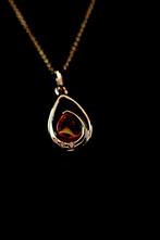 Collier en argent avec ambre et cristaux Swarovski, Neuf, Avec cristal, Argent, Argent