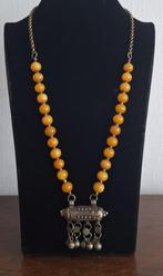 Oude ethische ketting met amber/baarnsteen, Handtassen en Accessoires, Antieke sieraden, Verzenden, Koper, Ketting