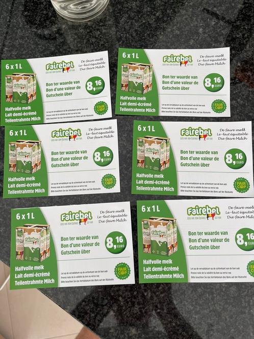 6 X 8,16 euro aan bonnen voor Melk, Tickets en Kaartjes, Kortingen en Cadeaubonnen