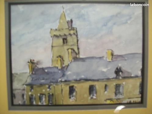 Aquarel Portbail in Cotentin door JP Jaunet, Antiek en Kunst, Kunst | Schilderijen | Klassiek, Ophalen of Verzenden