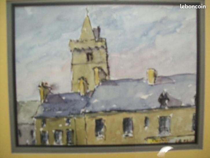Aquarel Portbail in Cotentin door JP Jaunet, Antiek en Kunst, Kunst | Schilderijen | Klassiek, Ophalen of Verzenden