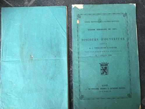 conseil provincial de la Flandre Orientale - 1881 - Gent, Antiek en Kunst, Antiek | Boeken en Manuscripten, Ophalen of Verzenden