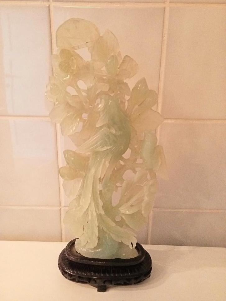 jade vogelsculptuur -32cm, Antiek en Kunst, Kunst | Beelden en Houtsnijwerken, Ophalen of Verzenden