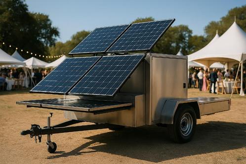 Te huur: driefasige aanhangwagen op zonne-energie van 30 kWh, Doe-het-zelf en Bouw, Gereedschap | Overige machines, Nieuw, Ophalen