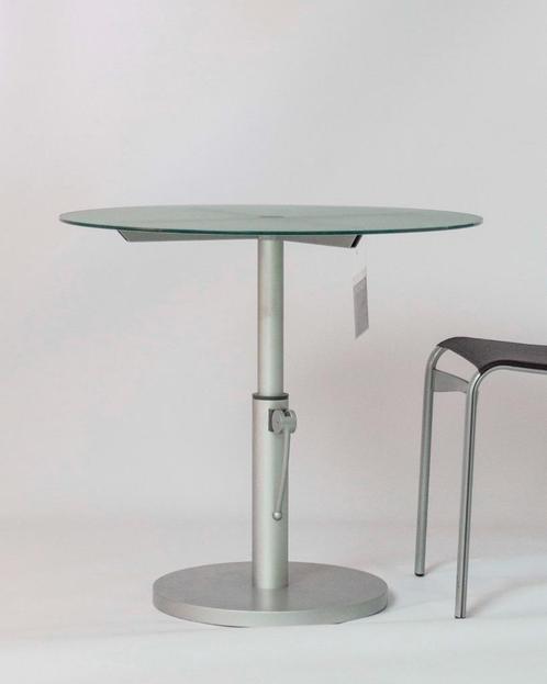 Design tafel van Glas Italia – verstelbare hoogte - dia 80, Huis en Inrichting, Tafels | Bijzettafels, Nieuw, Rond, 60 cm of meer