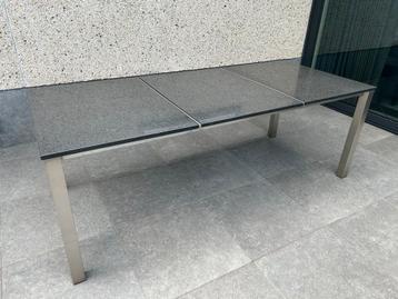 Tuintafel graniet - RVS 210x90 cm, Enlèvement, Inox