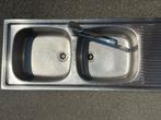 Dubbele inox wasbak, Huis en Inrichting, Ophalen, Gebruikt