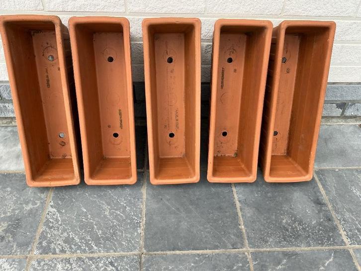 Italiaanse  terracotta bloembakken, Tuin en Terras, Bloembakken en Plantenbakken, Rechthoekig, Ophalen