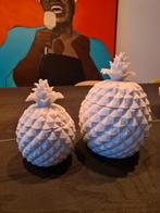 2 witte keramische ananas potjes, Utilisé, Enlèvement ou Envoi
