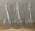 Lot de 3 carafes 1L en verre - base carrée, vintage, Ophalen of Verzenden
