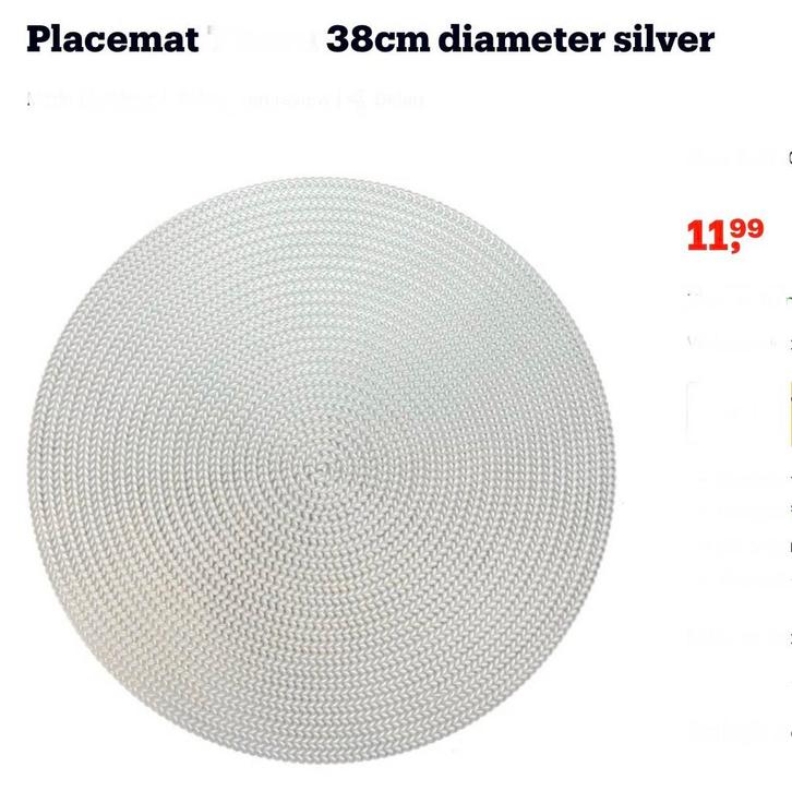 12 Onderleggers/placemat wit Thora, Huis en Inrichting, Keuken | Textiel, Zo goed als nieuw, Placemat, Wit, Ophalen