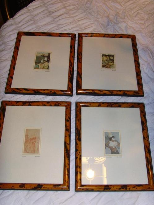 4 Venetiaanse kunstwerkjes (etsjes) met mooie kadertjes., Antiek en Kunst, Kunst | Tekeningen en Fotografie, Ophalen of Verzenden