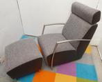 Design relax fauteuil montēl met voetenbankje, Ophalen, Zo goed als nieuw, Stof