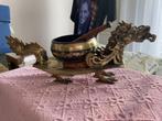 Versierde antieke Chinese bronze feng shui drakenschaal, Ophalen of Verzenden, Gebruikt